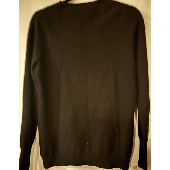 Cashmere by Bloomingdale's Black Pullover Sweater Sequin Peace Sign Womens Sz M - Picture 5 of 7